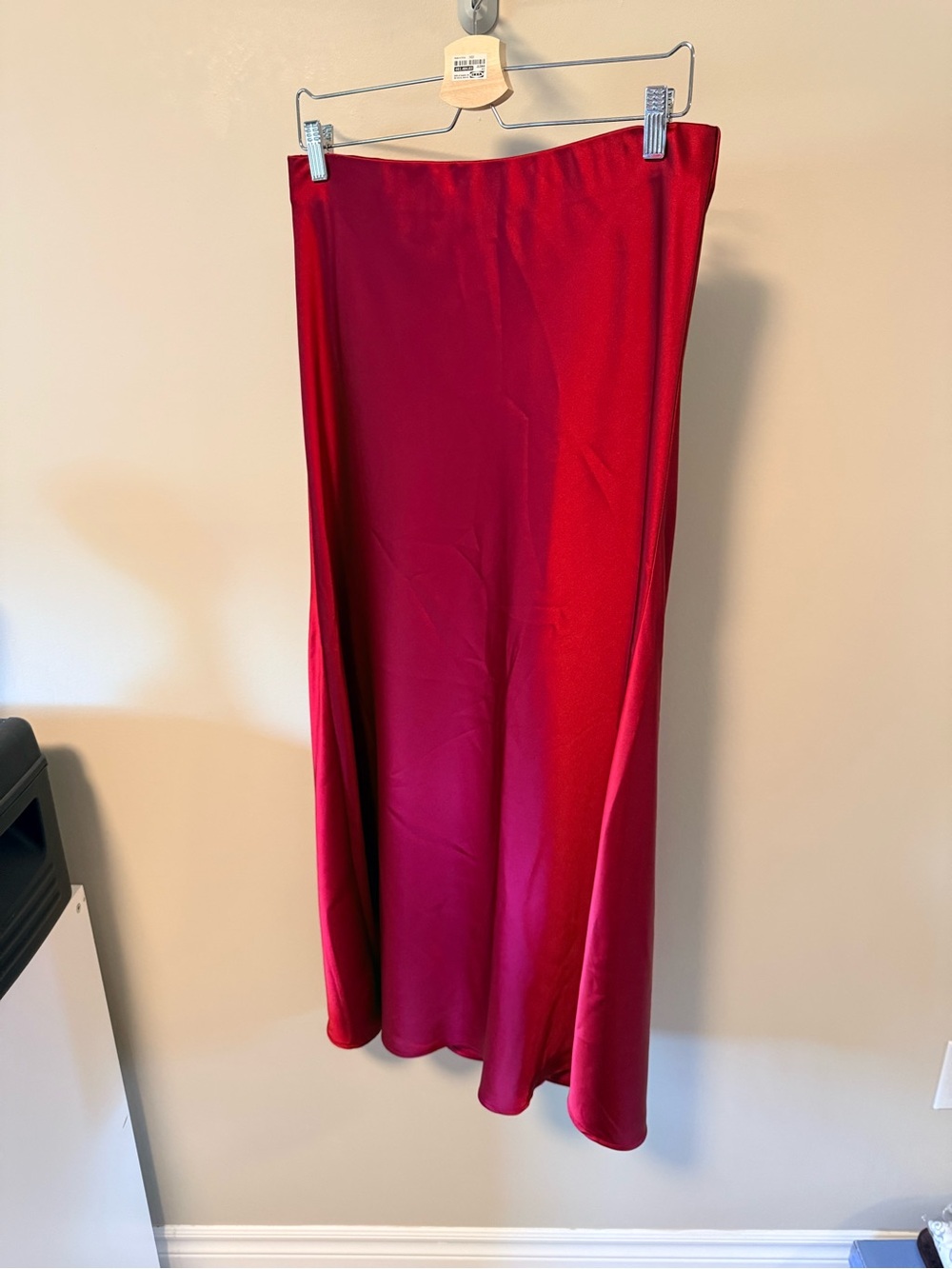 Satin Wine Red Maxi Skirt - Sleek Bias-Cut Silhouette